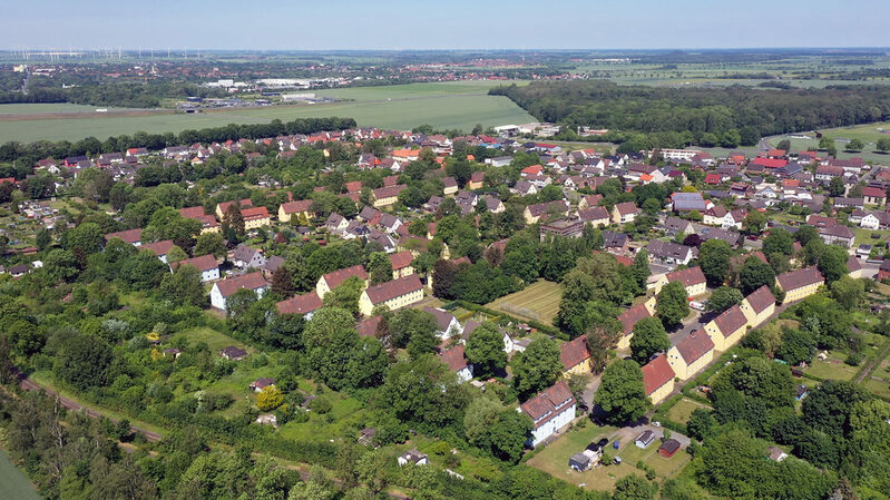 Hallendorf von oben.
