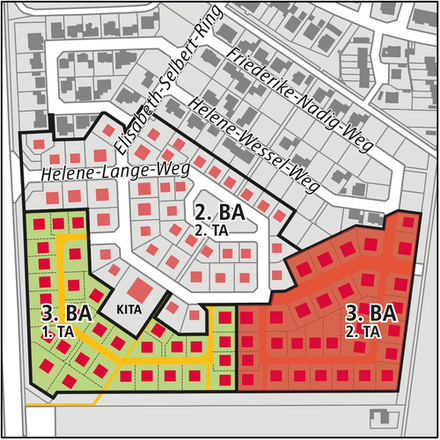 Fredenberg West 2. und 3. BA - Aufteilung der Grundstücke